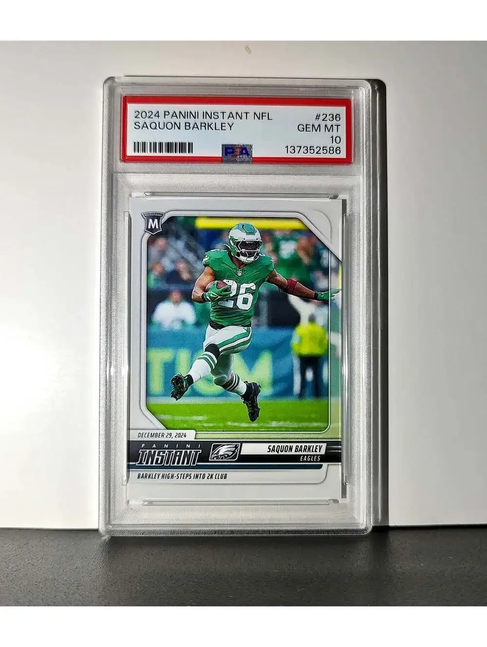 Saquon Barkley 2024 Panini Milestone NFL #236 Eagles 1 of 809 PSA 10 Gem Mint